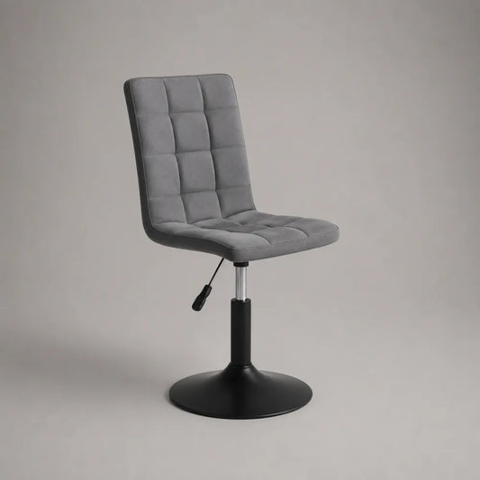 chaise pivotante réglable hauteur 45 cm tissu polyester gris base disque acier noir 45 x 50 x 85-105 cm